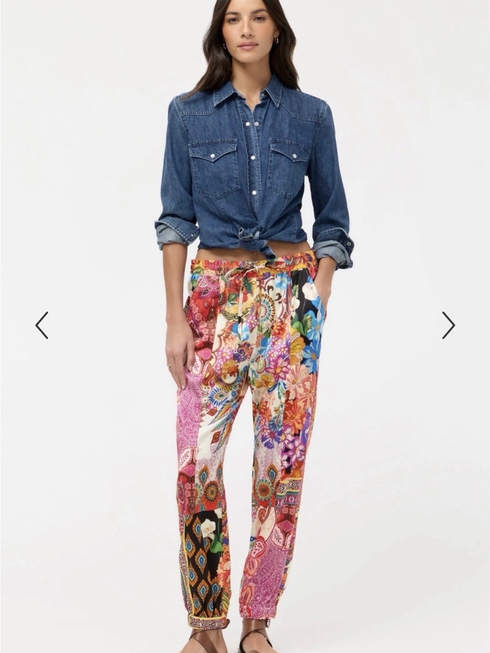 Johnny Was ETTA SEAMED JOGGER Size Small Silk Blend - Picture 5 of 5